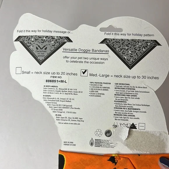 DOG Bandanas Halloween NeckTies NEW LOT of 3 Black Orange 2 size SM 1 size M/L - Picture 9 of 16